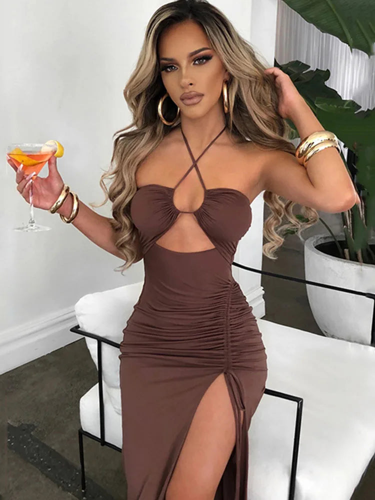 Sleeveless Sexy Female Midi Backless Dresses Slim Night Club Party Women's Dress Bodycon Vestidos Elegantes Para Mujer — view 6