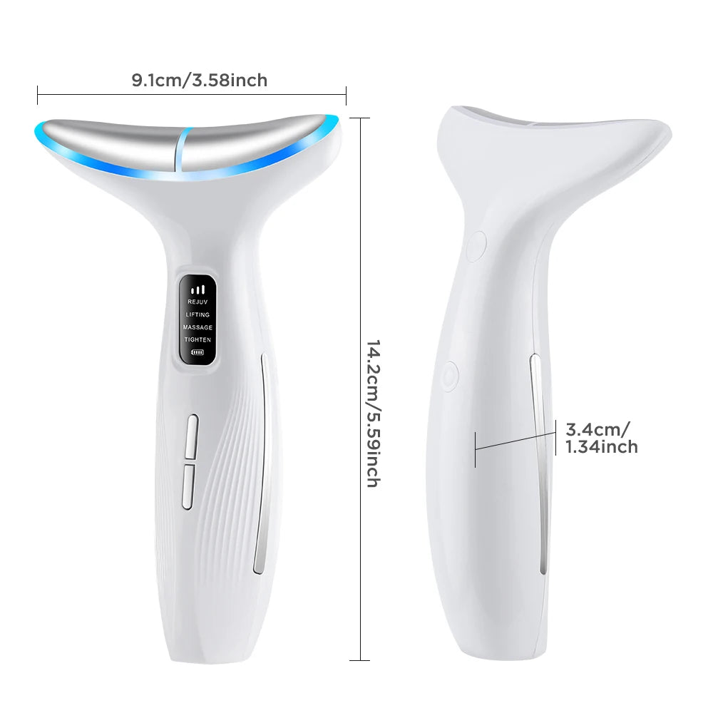 7 Colors LED Lights Neck Face Beauty Device EMS Vibration Massage Improve Neck Lines Anti Wrinkle Face Lifting Machine Tool
