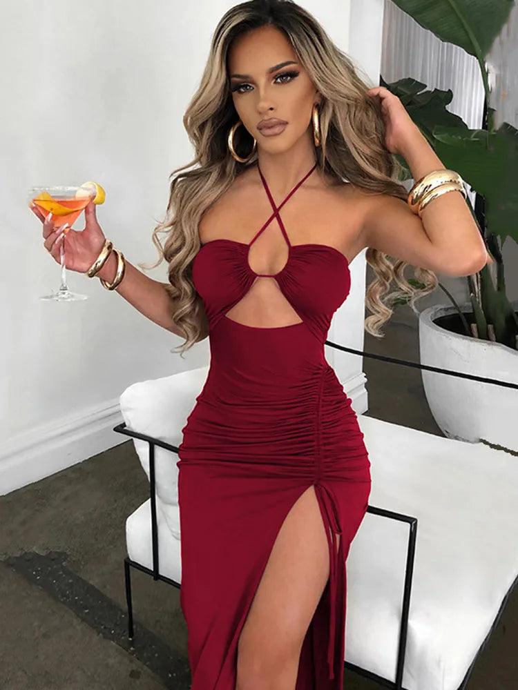 Sleeveless Sexy Female Midi Backless Dresses Slim Night Club Party Women's Dress Bodycon Vestidos Elegantes Para Mujer — view 5