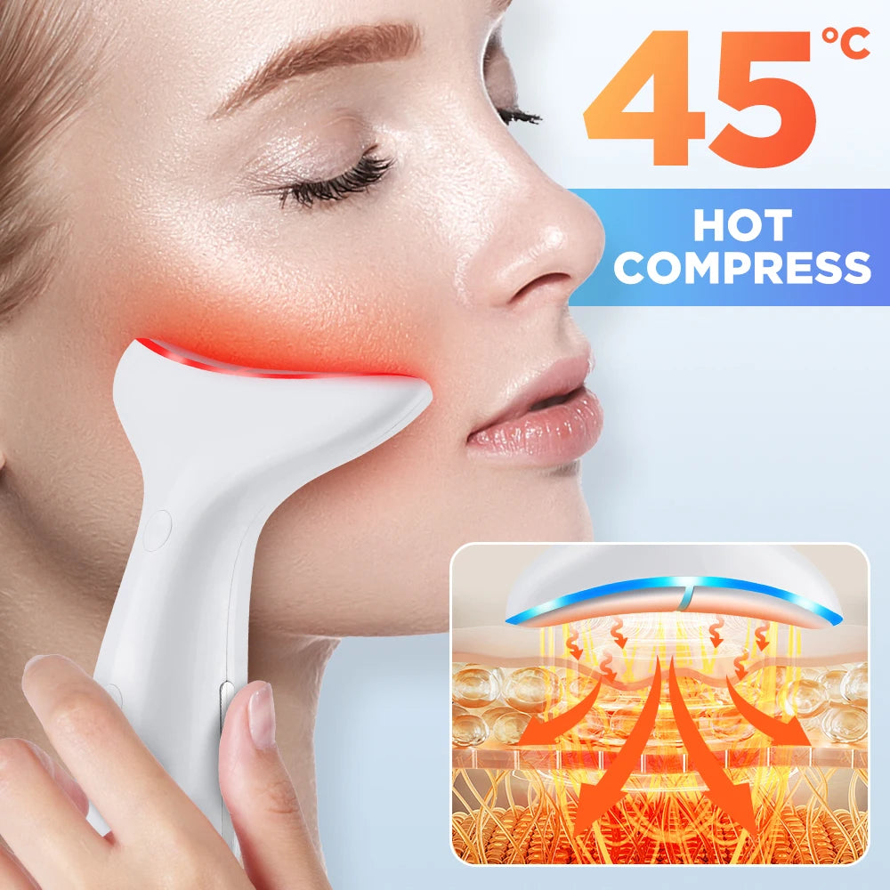 7 Colors LED Lights Neck Face Beauty Device EMS Vibration Massage Improve Neck Lines Anti Wrinkle Face Lifting Machine Tool