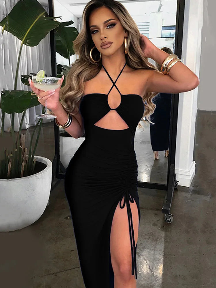 Sleeveless Sexy Female Midi Backless Dresses Slim Night Club Party Women's Dress Bodycon Vestidos Elegantes Para Mujer — view 1