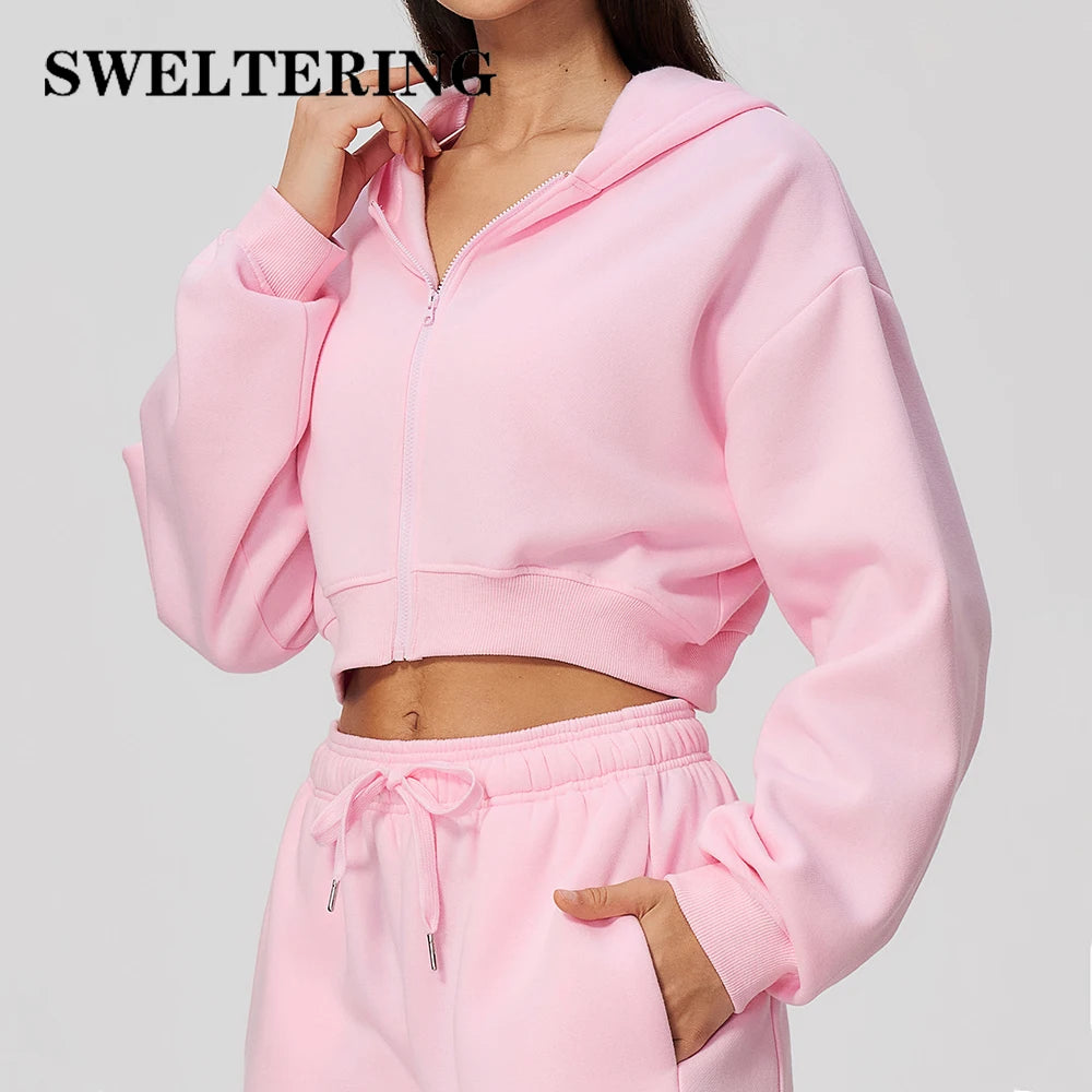 Loose Yoga Shirts Women's Keep Warm Gym Fitness Zipper Long Sleeve Outdoor Running Cycling Jacket Female Workout Long Shirts — view 1