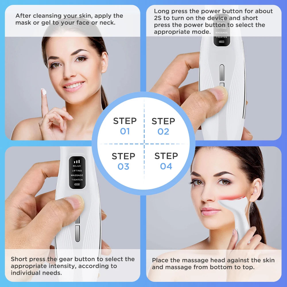 7 Colors LED Lights Neck Face Beauty Device EMS Vibration Massage Improve Neck Lines Anti Wrinkle Face Lifting Machine Tool