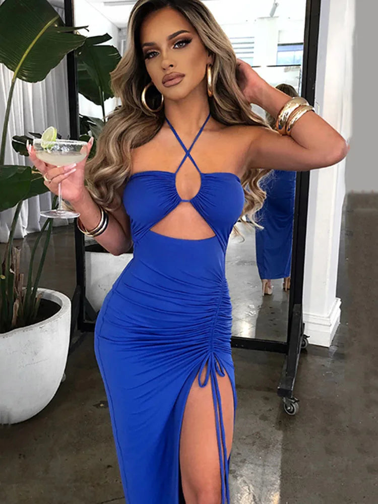 Sleeveless Sexy Female Midi Backless Dresses Slim Night Club Party Women's Dress Bodycon Vestidos Elegantes Para Mujer — view 2