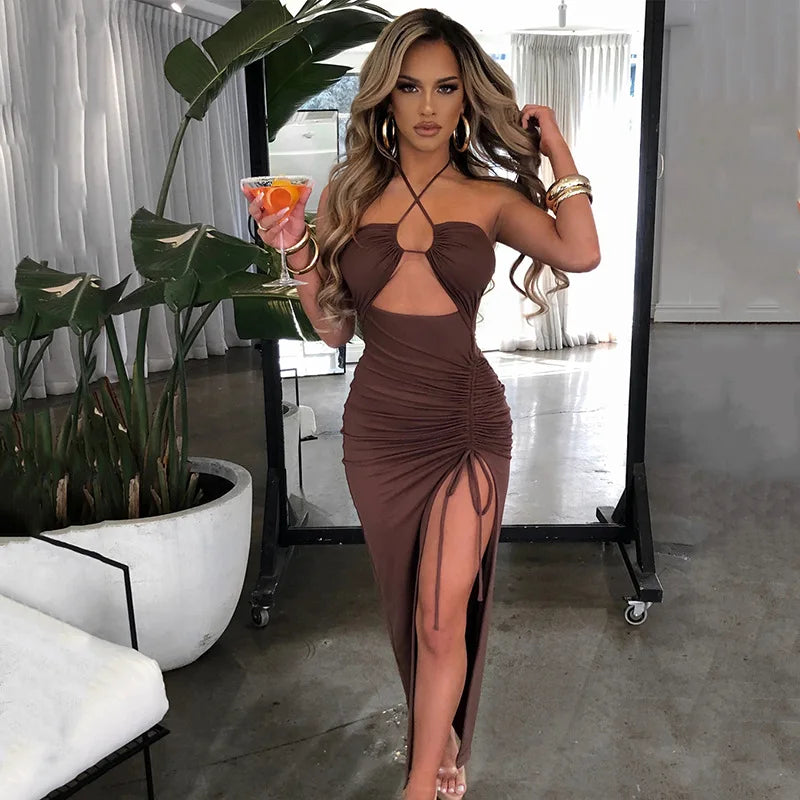 Sleeveless Sexy Female Midi Backless Dresses Slim Night Club Party Women's Dress Bodycon Vestidos Elegantes Para Mujer — view 10