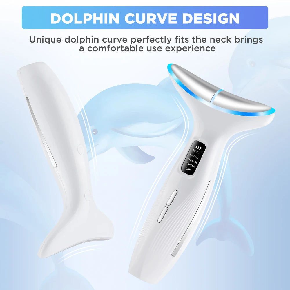 7 Colors LED Lights Neck Face Beauty Device EMS Vibration Massage Improve Neck Lines Anti Wrinkle Face Lifting Machine Tool