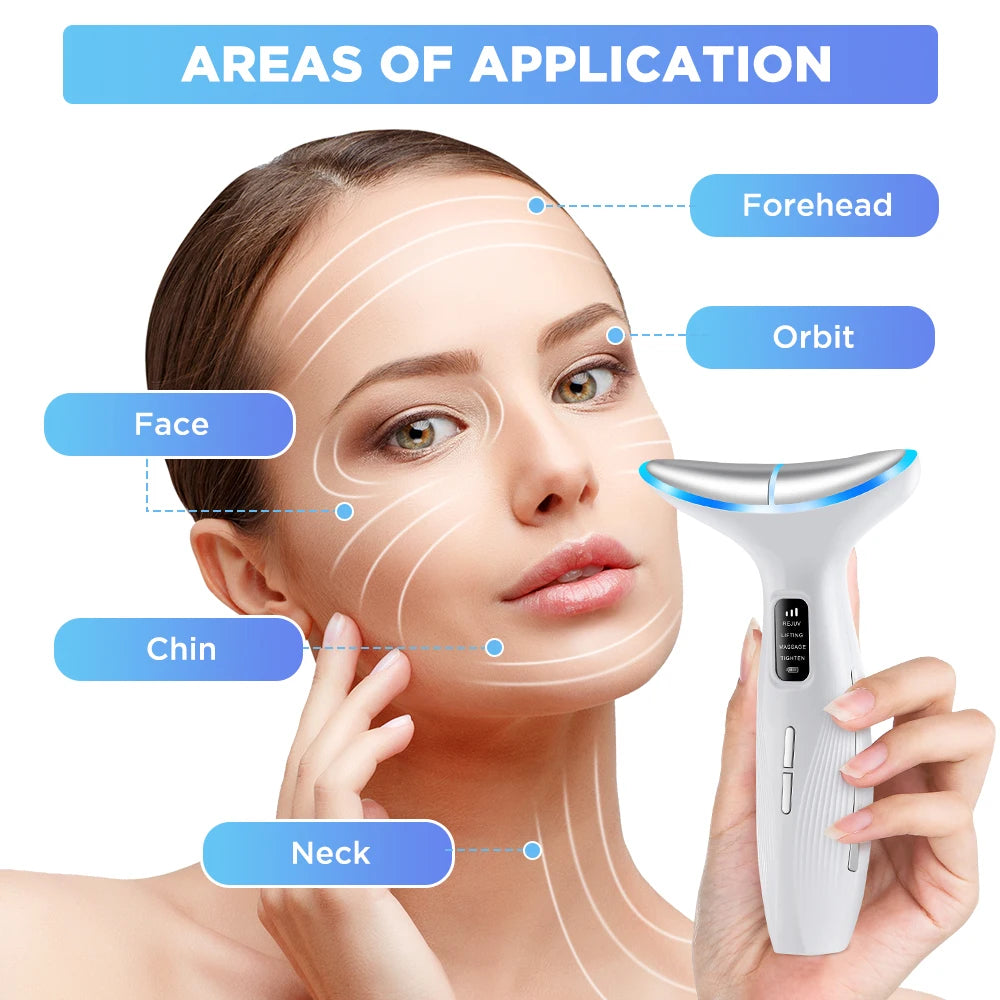 7 Colors LED Lights Neck Face Beauty Device EMS Vibration Massage Improve Neck Lines Anti Wrinkle Face Lifting Machine Tool